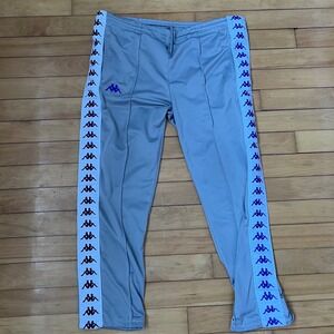 Kappa Banda Track Pants Grey Purple Logo Tape Side Stripe Mens Large Joggers W34